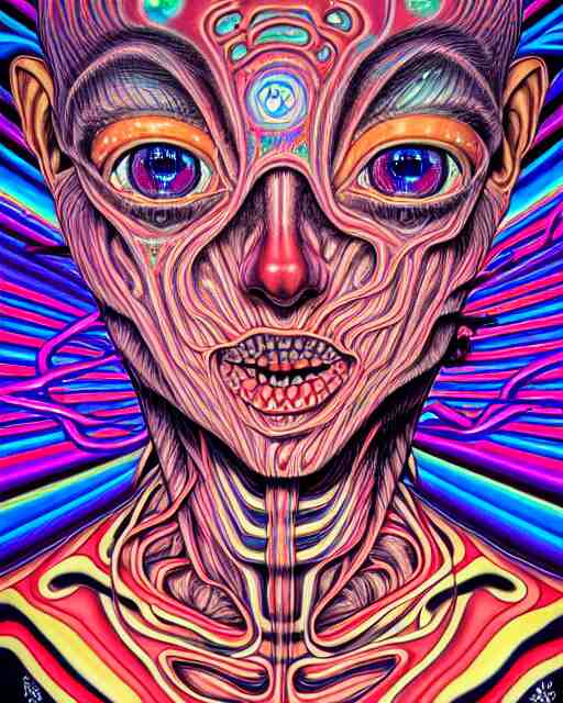 human spirit breaking away, conjuring psychedelic background, part by shintaro kago, part by alex gray, ross tran, james jean, ultra realistic, highly detailed, 8 k, trending on artstation, symmetry 