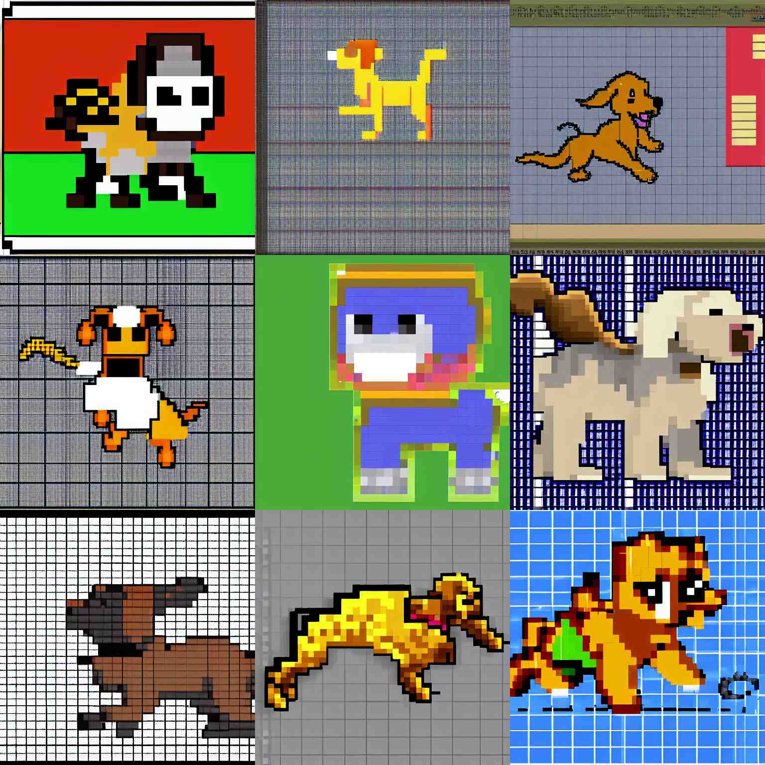 a dog running sheet animation pixel art sprite 