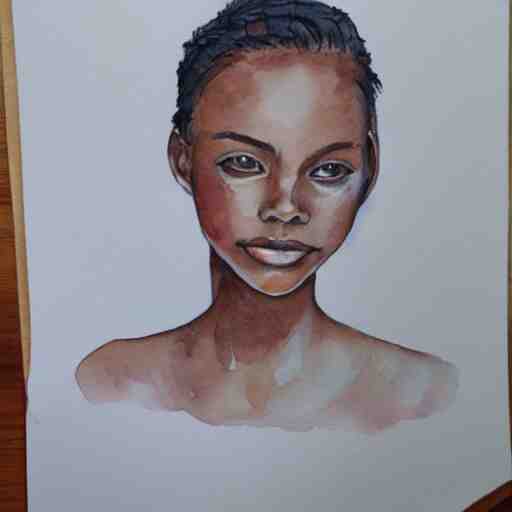 watercolor art on paper, aquarius girl portrait, highly detailed, artstation, masterpiece, award - winning 