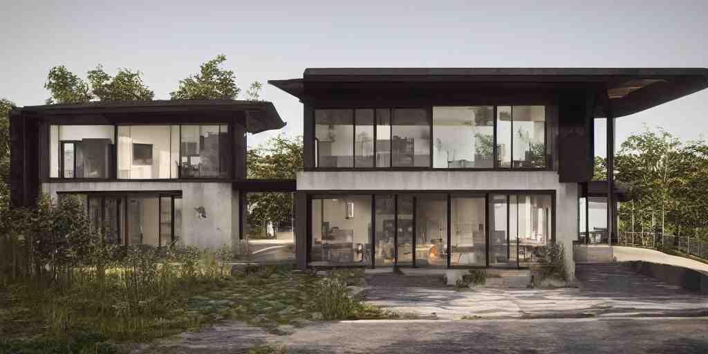 modern gridhouse, forte gimenes marcondes ferryz arquitetos detailed, octane render, photo realism, ray tracing, photo realism