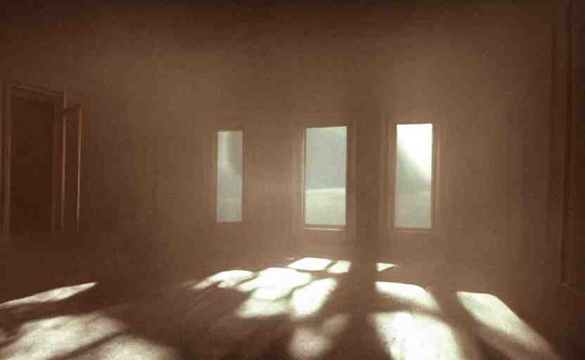 cinematic screenshot of the surreal interior for house built on nothing and something for the nothing underneath, moody scene from being john malcovich directed by charlie kaufman ( 2 0 0 1 ), moody volumetric light morning, anamorphic lenses, kodak color film stock 