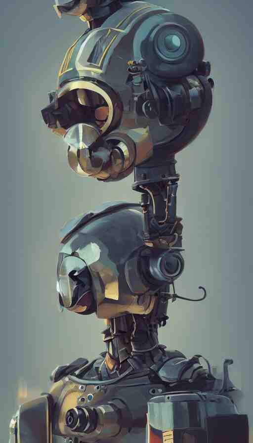 a dieselpunk robot, portrait, humanoid, sharp focus, james gilleard, cinematic, game art, extremely detailed digital painting 