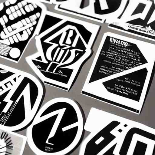 black on white graphic design stickers in style of david rudnick, eric hu, guccimaze, acid, y 2 k, 4 k sharpening, 