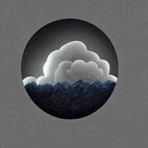 thunderstorm inside a snowglobe. Beautiful moody monochrome clouds in moody greys and blues. High quality digital art, trending on artstation