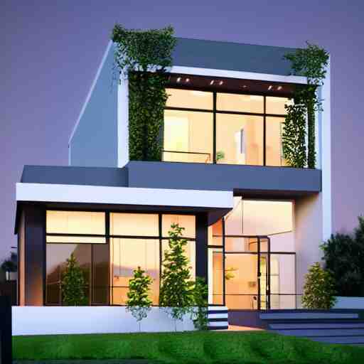 render of a beautiful modern home designed for cozy aesthetics!, energy efficiency and maximizing plants and greenery, cg render, golden light, high resolution, professional 