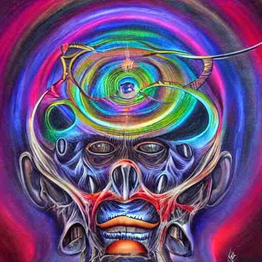 misanthropy, the hate for people, airbrush art, shamanic dmt art, by basuki abdullah 