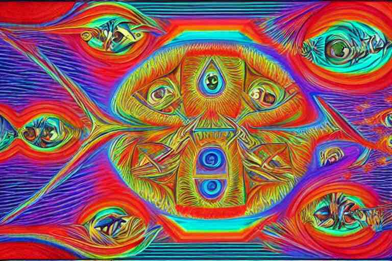 mario tripping on acid by alex grey, psychedelic, vibrant, 