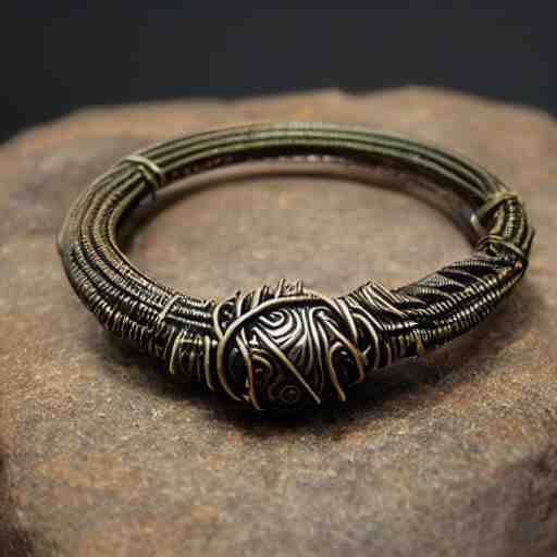 poseidon cultists bangle, bronze wire, intricate poseidon style, ancient mediterranean jewelry, fine craftsmanship