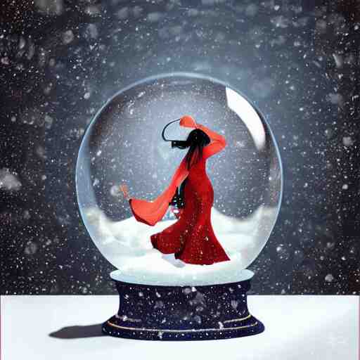 whirling dervishes inside a snow globe on a table, digital art, artstation, highly detailed 