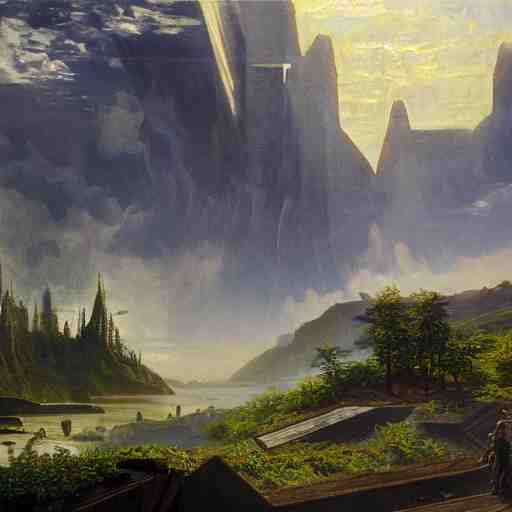 world of halo 2, beautiful extremely detailed landscape oil on canvas in the style of 1 9 th century hudson river school of art 