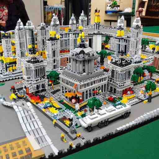 large city lego set built entirely out of legos, very intricate and detailed, photorealistic 