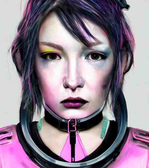 detailed realistic female character cyberpunk wearing thick steel collar around neck, realistic, art, beautiful, 4K, collar, choker, collar around neck, punk, artstation, detailed, female, woman, choker, cyberpunk, neon, punk, collar, choker, collar around neck, thick collar, tight around neck, punk, choker, neon, neon, cyberpunk, technological