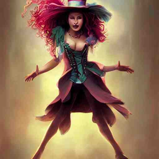 realistic, full body portrait, scantily dressed female mad hatter, by Jordan Grimmer and greg rutkowski, crisp lines and color,