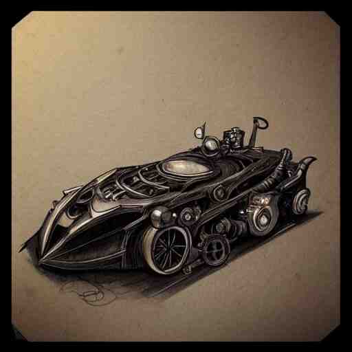 steampunk batmobile concept sketch