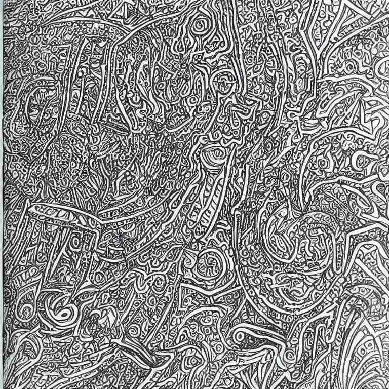 notebook doodle architecture sketch with extremely intricate psychedelic patterns hyper detailed linework pen and paper 