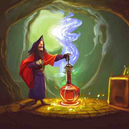 wizard making a potion, digital art, 4 k, fantasy, 