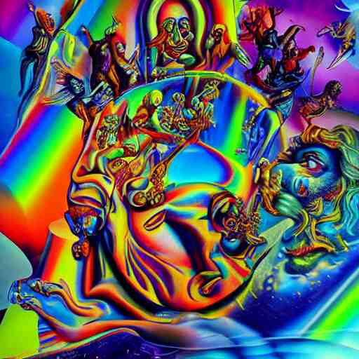 psychedelic ; trippy ; acid trip ; artgerm ; salvadore dali ; surreal ; abstract ; lsd ; jesus christ breaking bread 