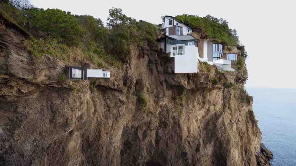 house built on the side of a cliff, award winning photo