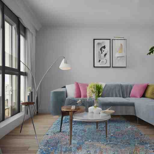 apartment in soothing colors, furnished by nate berkus, ultra realstic, 8k octane render