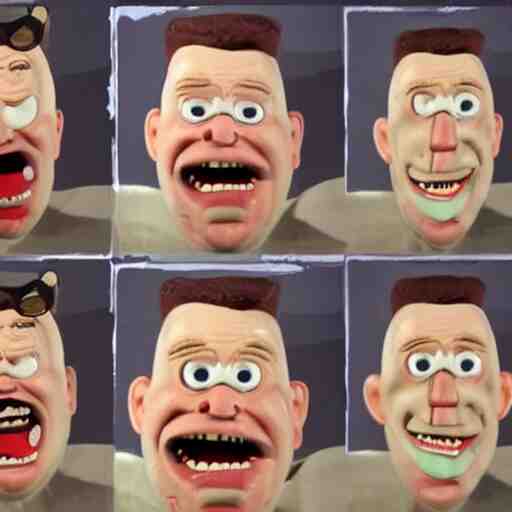 harris ford really annoyed, claymation, creepy, weird faces 