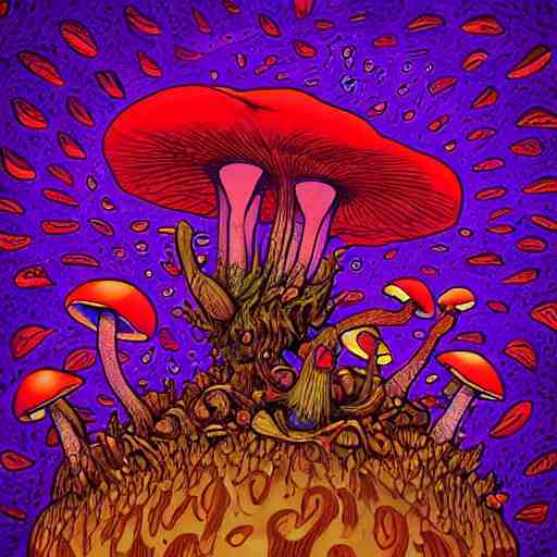 trippy mushroom, by justin guse and luke brown and justin bonnet, details, instagram digital, artstation 