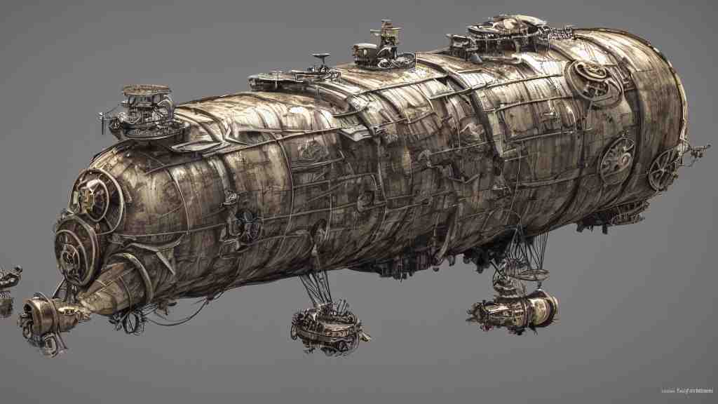 steampunk tardigrade airship, high detail, octane render, 8k