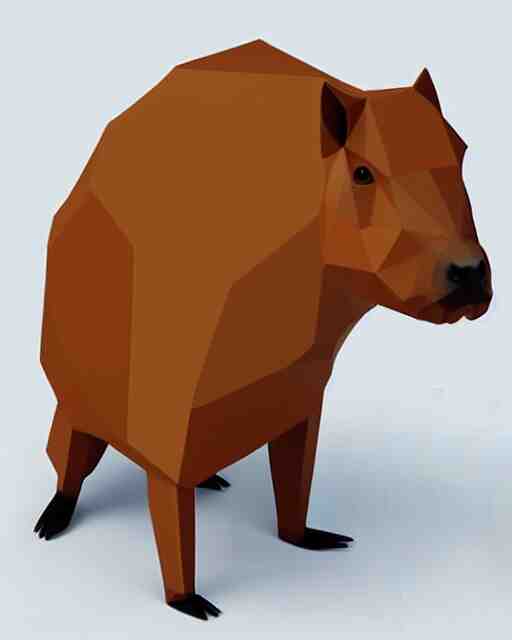 low polygon render of a capybara on a white background, isometric 3d, ultra hd