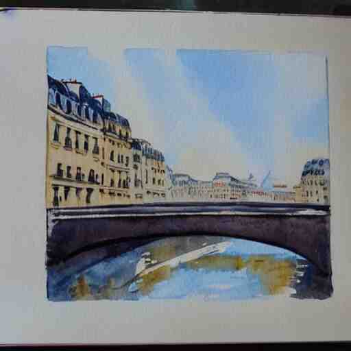 watercolor painting of a landscape in paris 