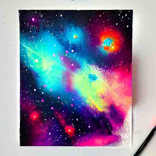 galaxy paint splatter, artstation