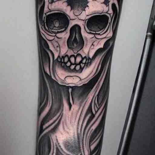 ghost tattoo design, hyper realstic, on arm, high detailed 