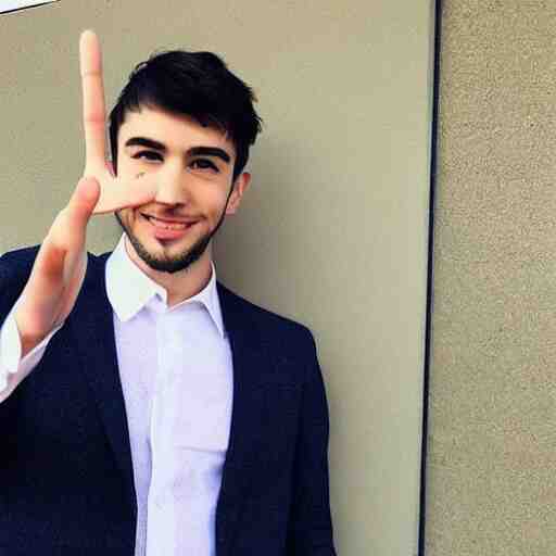 a picture of the most attractive man on the planet wearing a suit, giving a peace sign, 