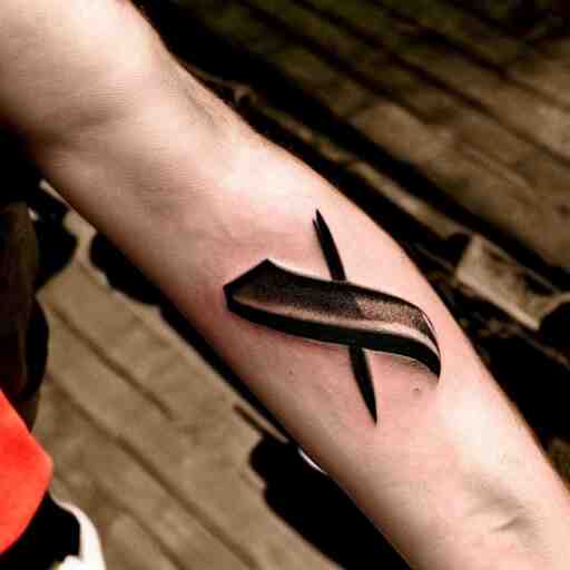 tattoo of a small hatchet axe on the forearm