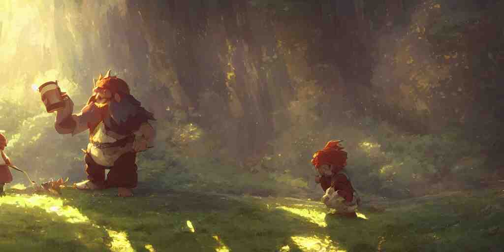 a dwarf and his small pet dragon drinking a beer together | gapmoe kuudere moody lighting stunning bokeh highlights sharp contrast | trending pixiv fanbox | by greg rutkowski makoto shinkai takashi takeuchi studio ghibli 