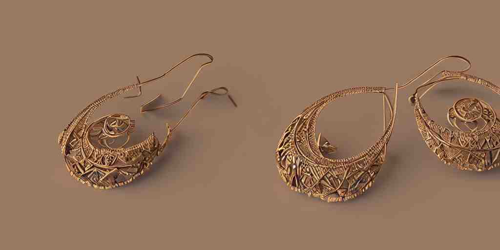 earring design, jewelry design, wood, nordic, art deco, intricate, elegant, material, product design, trending on artstation, cgsociety, photo realistic, design by ziva cph and isabel lennse and kalevala, 8 k, unreal engine, c 4 d 