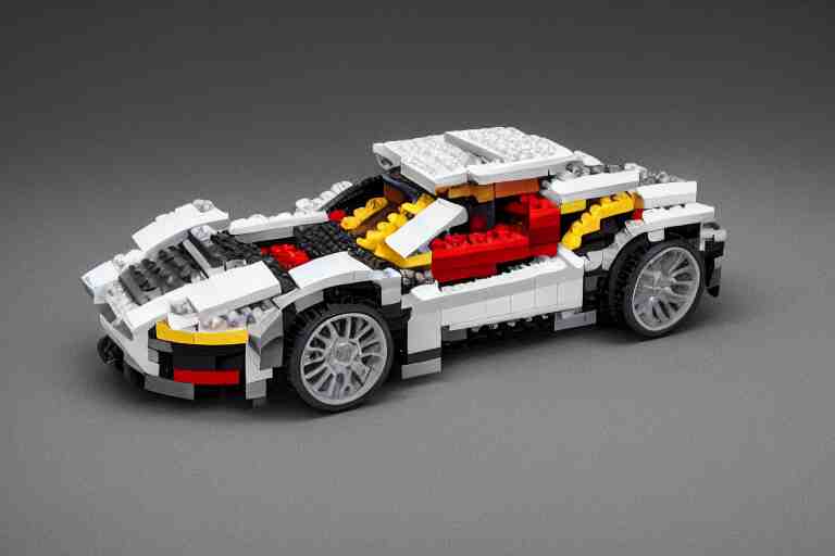 Porsche made out of Lego, octane render, studio light, 35mm,