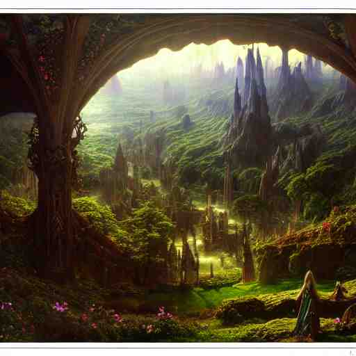 a beautiful and highly detailed matte painting of the lost elven land of avalon, celtic, psychedelic, epic scale, insanely complex, hyperdetailed, sharp focus, hyperrealism, artstation, cgsociety, 8 k, bright colors, by caspar friedrich, albert bierstadt, james gurney, brian froud, 