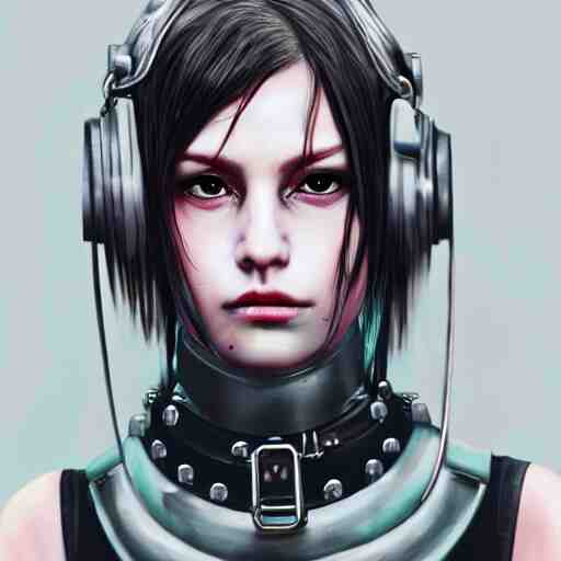 detailed realistic female character cyberpunk wearing thick steel collar around neck, realistic, art, beautiful, 4K, collar, choker, collar around neck, punk, artstation, detailed, female, woman, choker, cyberpunk, neon, punk, collar, choker, collar around neck, thick collar, choker around neck, wearing choker, wearing collar, face, beautiful,