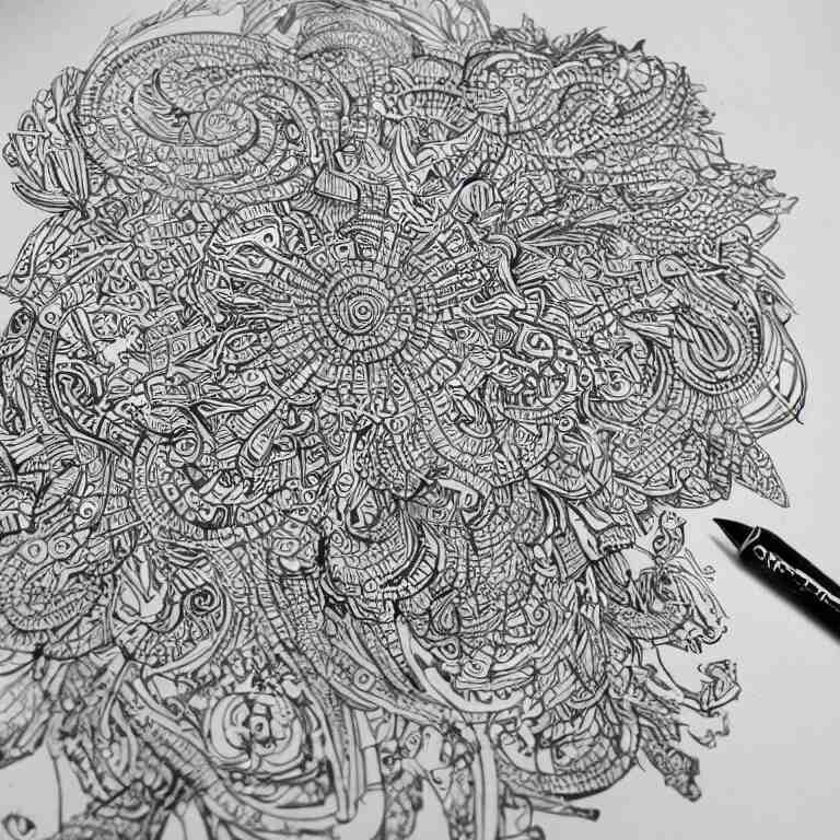 notebook doodle extremely intricate hyper detailed linework pen and paper 