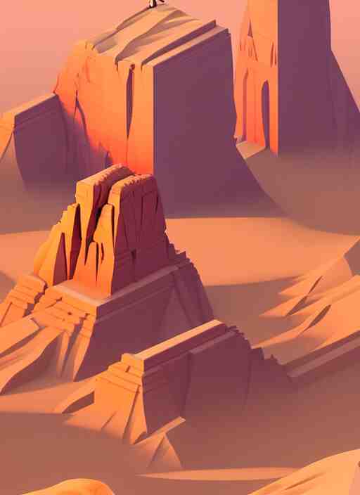 a low poly isometric render of sphinx in the style of monument valley, intricate, elegant, smooth shading, soft lighting, illustration, simple, solid shapes, by magali villeneuve, jeremy lipkin and michael garmash, rob rey and kentaro miura style, octane render 