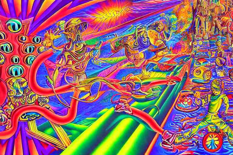 mario tripping on acid by alex grey, psychedelic, vibrant, 