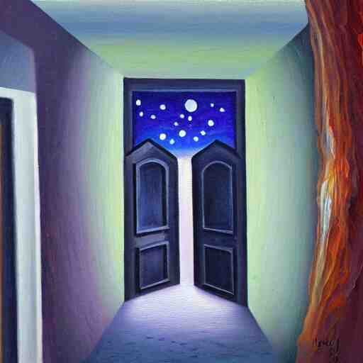 a doorway to another universe, oil painting 