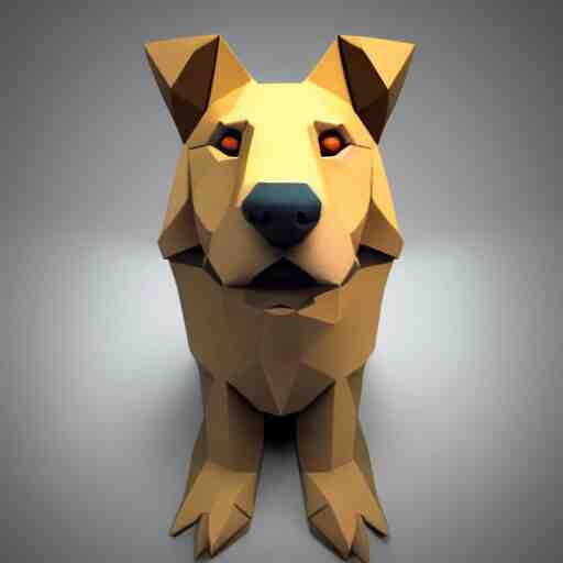 a dog, low quality, 3 d render, low poly, sad 