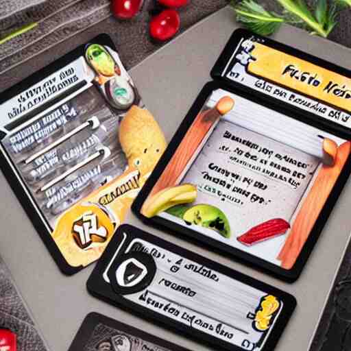 futuristic nft card game, professional food photography 