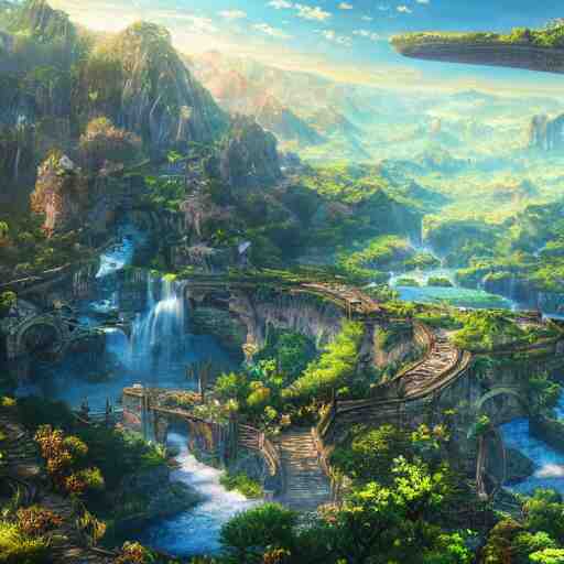 the landscape of an unimaginable and beautiful place, beyond the physical realm, an ultrafine hyperdetailed illustration by kim jung gi, irakli nadar, intricate linework, bright colors, octopath traveler, final fantasy, unreal engine 5 highly rendered, global illumination, radiant light, detailed and intricate environment 