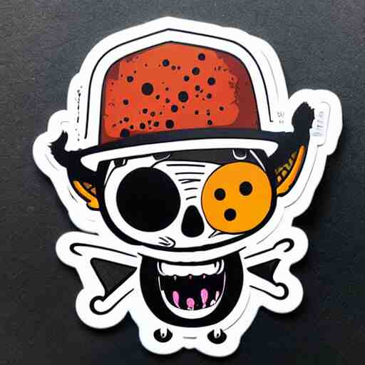 die cut sticker, tony chopper wearing a strawhat, splatter paint 