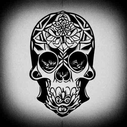 tattoo design, stencil, tattoo stencil, traditional, a world famous tattoo of a geometric skull with a galaxy coming out of the top of its head-s 100