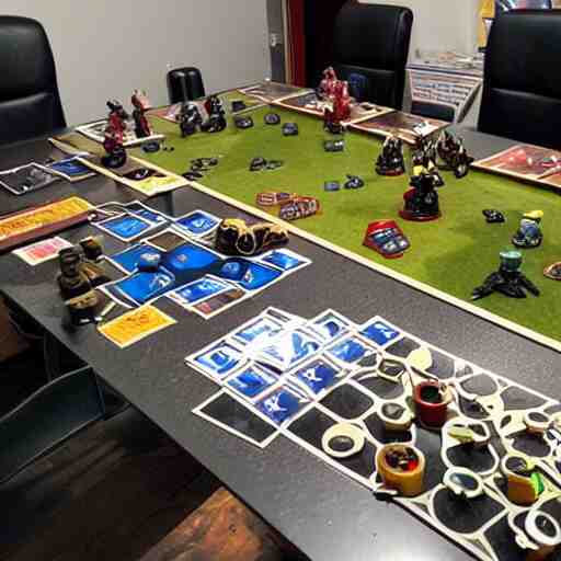 untidy flat of game designer who plays blood bowl 