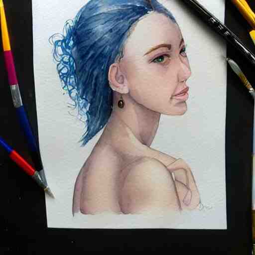 watercolor art on paper, libra girl portrait, highly detailed, artstation, masterpiece, award - winning 