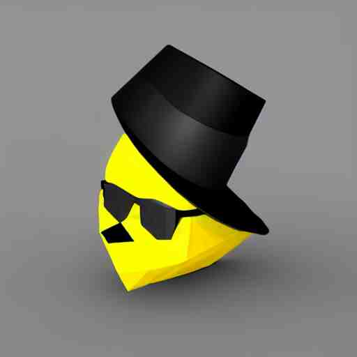 low-poly logo of a lemon wearing a low-poly black fedora, 4k