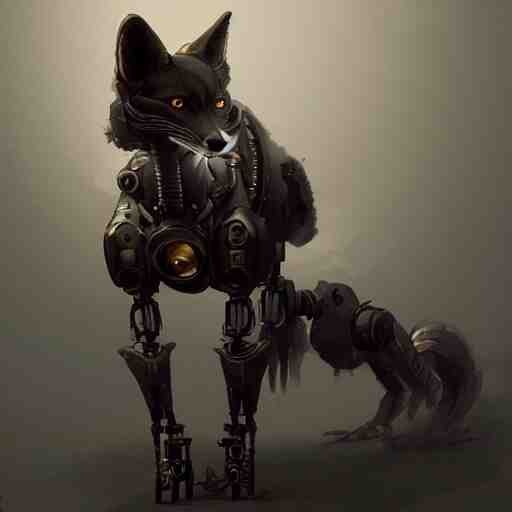 a robotic fox by viktor antonov, mechanic, dishonored, concept art, intricate, detailed, backlit, artstation 